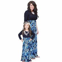 Women Dress Mother Long Sleeve Printing Stitching Dress Family Clothes plus size dress women vestido #1