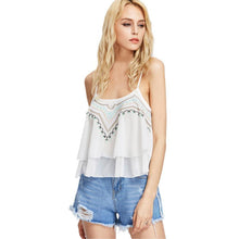 White Chiffon Camis 2017 Casual Sleeveless Printing camisole Crop Top Vest Tank Shirt Top Summer beach streetwear women tops