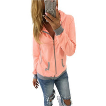 Women Coat Zipper Tops Hoodie Hooded Sweatshirt Jacket  Women Jackets Long Sleeve Fashion Coats Outwears Orange White Pink