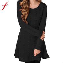Feitong Womens Knitted Cotton Dress 2017 Women Autumn Winter Dress Warm Outwear Jumper Ladies Knitwear Long Sleeve Mini Dresses