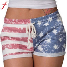 Hot Sale Short Pants Women American Flag Shorts Sexy Drawstring Beach Pants Striped Elastic Waist Short Femme