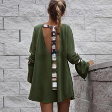 Sexy Backless Autumn Dress Women Fashion Flare Long Sleeve Loose female Women Autumn Style Vestido Women clothing Mini Dress