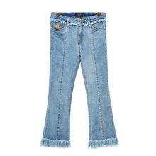VING 2017 Summer New Arrival Women  Boot Cut Jeans Tassel Cultivate Calf-Length Jeans Flare Pants